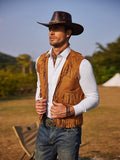 Western Cowboy Fringe Suede Vest (US Local) Vest coofandy