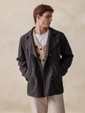 Lapel Double-Breasted Tweed Coat Jackets coofandy