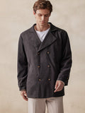 Lapel Double-Breasted Tweed Coat Jackets coofandy