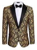 Floral Party Tuxedo (US Only) Blazer coofandy Golden Yellow XS