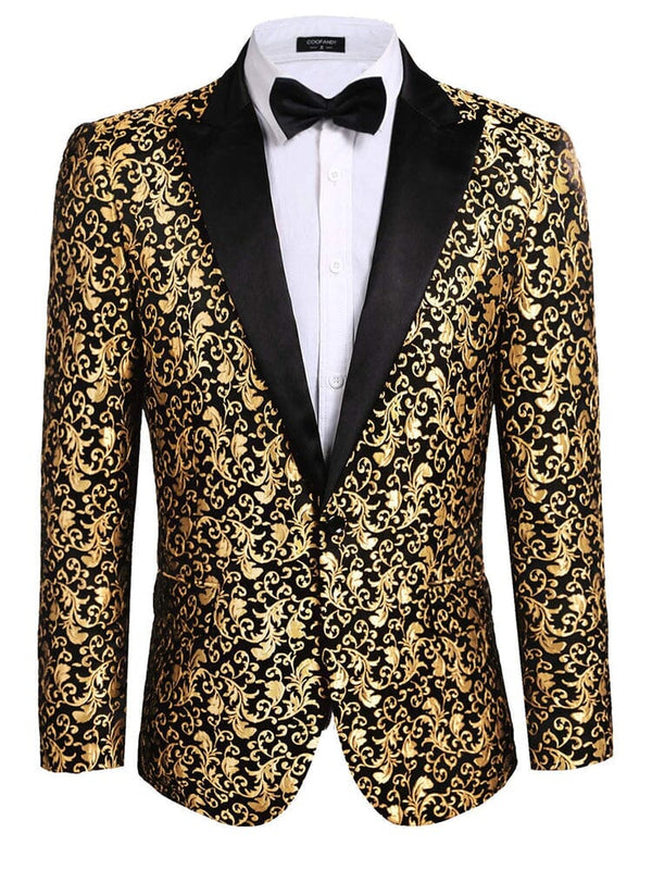 Floral Party Tuxedo (US Only) Blazer coofandy Golden Yellow XS