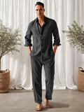 Classic Fit 100% Cotton Jumpsuit Jumpsuit coofandy Black M