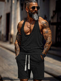 Soft Rolled Hem 2-Piece Tracksuit Set Sets coofandy Black M