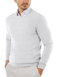 Crew Neck Slim Fit Pullover Knitted Sweater (US Only) Sweaters COOFANDY Store White XS