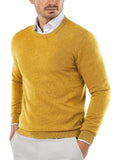 Crew Neck Slim Fit Pullover Knitted Sweater (US Only) Sweaters COOFANDY Store Yellow XS