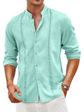 Embroidered Guayabera Linen Shirt (US Only) Shirts COOFANDY Store Light Green S