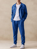Trendy 2-Piece Suede Set Sets coofandy Royal Blue M