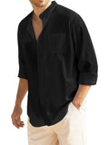 Cotton Linen Beach Button Down Shirt with Pocket (US Only) Shirts COOFANDY Store Black S