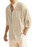 Cotton Linen Beach Button Down Shirt with Pocket (US Only) Shirts COOFANDY Store Khaki S