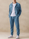 Trendy 2-Piece Suede Set Sets coofandy Light Blue M