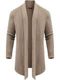Knit Ruffle Drape Long Cardigan (US Only) Cardigans COOFANDY Store Khaki M