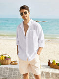Cotton Linen Beach Button Down Shirt with Pocket (US Only) Shirts COOFANDY Store
