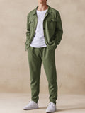 Trendy 2-Piece Suede Set Sets coofandy Army Green M