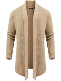 Knit Ruffle Drape Long Cardigan (US Only) Cardigans COOFANDY Store Apricot M