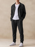 Trendy 2-Piece Suede Set Sets coofandy Black M