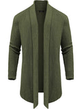 Knit Ruffle Drape Long Cardigan (US Only) Cardigans COOFANDY Store Army Green M