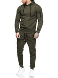 Casual 2-Piece Hooded Running Sport Suit Sets (US Only) Sports Set COOFANDY Store Army Green S