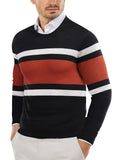 Trendy Crew Neck Pullover Knitted Sweater (US Only) Sweaters COOFANDY Store Black/Rust Red XS