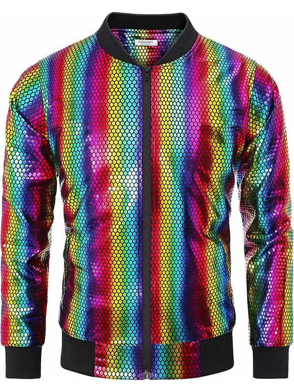 70s Disco Christmas Party Zip-up Jacket (US Only) Blazer COOFANDY Store Multicolor S