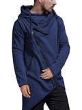 Lightweight Irregular Hem Pullover Hoodie (US Only) Hoodies COOFANDY Store Navy Blue S