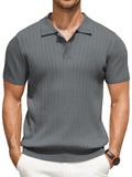Casual Ribbed Knitted Polo Shirt (US Only)