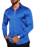 Modern Silk Stain Dress Shirts (US Only) Shirts & Polos coofandy Sapphire S