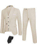 4-Piece One Button Blazer Suit Sets (US Only) Suit Set COOFANDY Store Light Khaki S