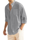 Cotton Linen Beach Button Down Shirt with Pocket (US Only) Shirts COOFANDY Store Light Grey S