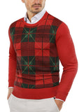 Trendy Crew Neck Pullover Knitted Sweater (US Only) Sweaters COOFANDY Store Christmas Red/Green XS