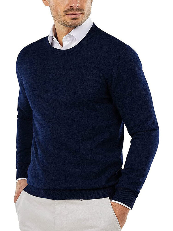 Crew Neck Slim Fit Pullover Knitted Sweater (US Only) Sweaters COOFANDY Store Dark Blue XS