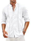 Embroidered Guayabera Linen Shirt (US Only) Shirts COOFANDY Store White S