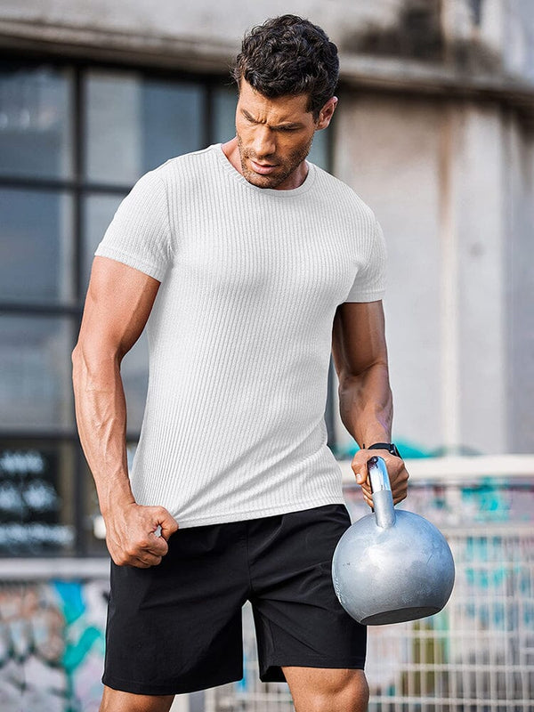 Stretch Pit Stripe Gym T-shirt (US Only) T-shirt coofandy