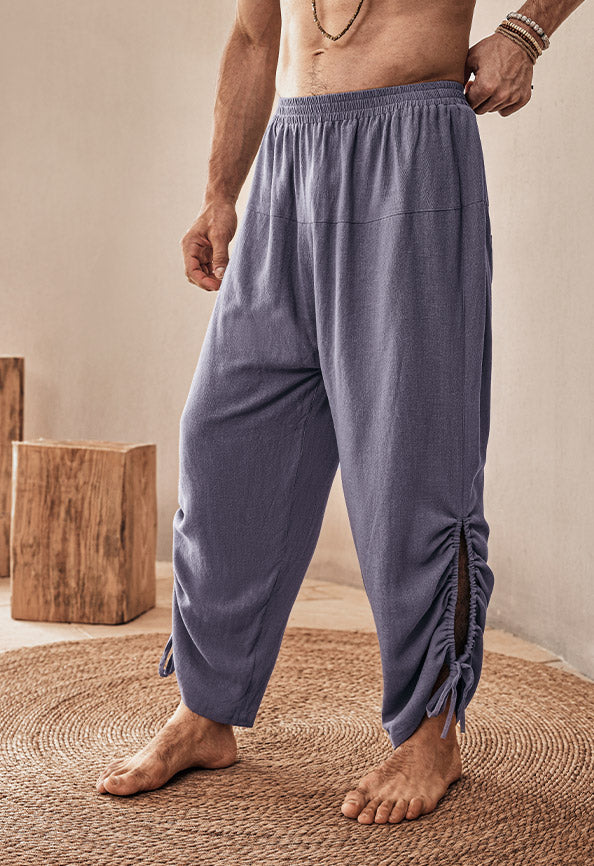 Pantaloni casual in misto lino larghi