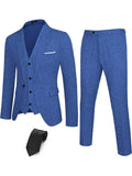 4-Piece One Button Blazer Suit Sets (US Only) Suit Set COOFANDY Store Royal Blue S