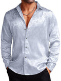 Rose Printed Dress Shirts (US Only) Shirts & Polos coofandy Clear Blue S