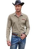 Casual Button Denim Shirt (US Only) Shirts COOFANDY Store Khaki S