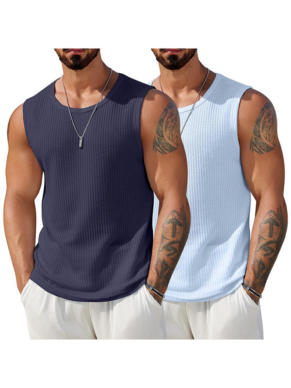 Casual Waffle Knit Muscle 2 PCS Tank Tops (US Only)