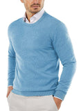 Crew Neck Slim Fit Pullover Knitted Sweater (US Only) Sweaters COOFANDY Store Ethereal Blue XS