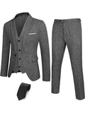 4-Piece One Button Blazer Suit Sets (US Only) Suit Set COOFANDY Store Dark Grey S