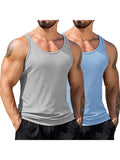 Gym Muscle 2 Packs Ribbed Knit Tank Top (US Only)
