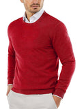 Crew Neck Slim Fit Pullover Knitted Sweater (US Only) Sweaters COOFANDY Store Red XS