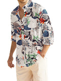 Cotton Linen Beach Button Down Shirt with Pocket (US Only) Shirts COOFANDY Store Beige Floral S