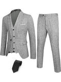 4-Piece One Button Blazer Suit Sets (US Only) Suit Set COOFANDY Store Light Grey S