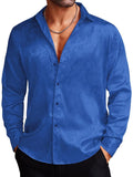 Rose Printed Dress Shirts (US Only) Shirts & Polos coofandy Blue Rose Jacquard S