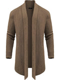Knit Ruffle Drape Long Cardigan (US Only) Cardigans COOFANDY Store Brown S