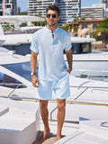 Cozy Lightweight Solid Shirt Sets (US Only) Beach Sets coofandy