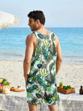 Hawaiian Floral Tank Top Holiday Set (US Only) Sets coofandy