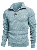 Casual Thermal Texured Knitted Sweatshirt (US Only) Sweaters coofandy Aqua Green S