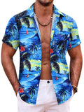 Summer Beach Floral Print Shirt (US Only) Shirts coofandy Blue Coconut Tree S