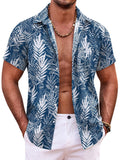 Summer Beach Floral Print Shirt (US Only) Shirts coofandy Blue&White Leaves S